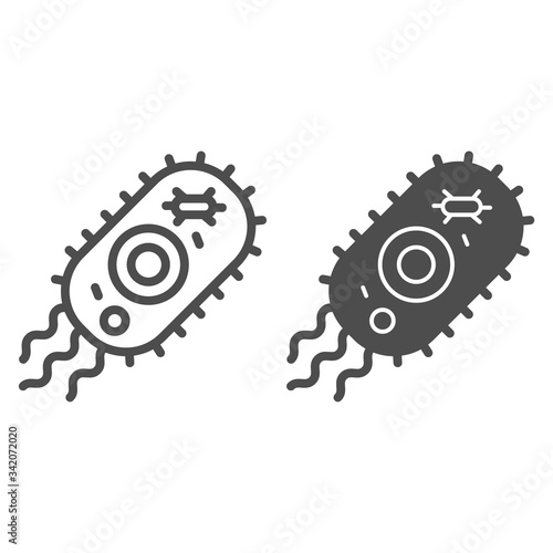Viral microorganism line and solid icon. Danger microbe cell or bacteria outline style pictogram on white background. Coronavirus oval bacillus for mobile concept and web design. Vector graphics.