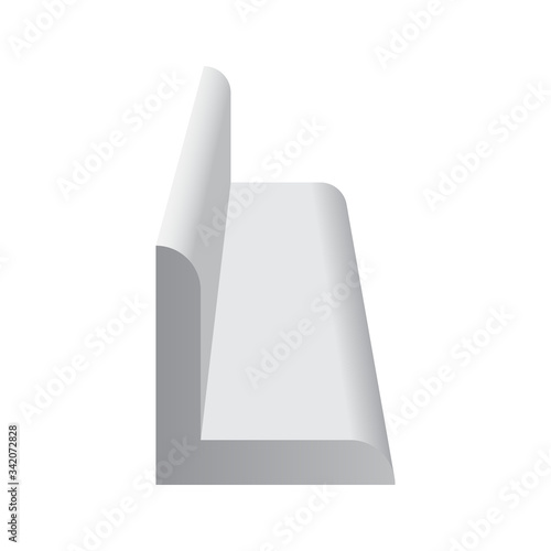 Steel product icon. L chanel profile shape. That alloy of iron from steel production industry and metallurgy used as beam, bar, frame, girder, structure in engineering, construction building material.