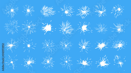 Set of milk drops isolated. Yogurt explosion. White blob. Cream splash. Product logo design. Vector illustration, EPS 10.