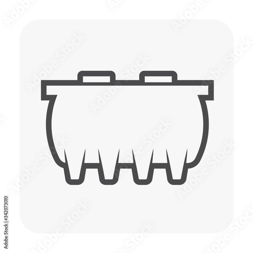 Septic tank vector icon. That sanitation equipment part of drainage system for installation or construction in underground for sewage or wastewater treatment by bacteria for home toilet and bathroom.