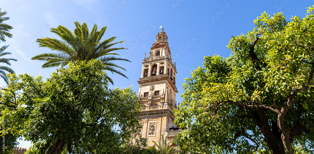 Historical bell Tower in Cordoba (Spain). Mosque of Cordoba. 