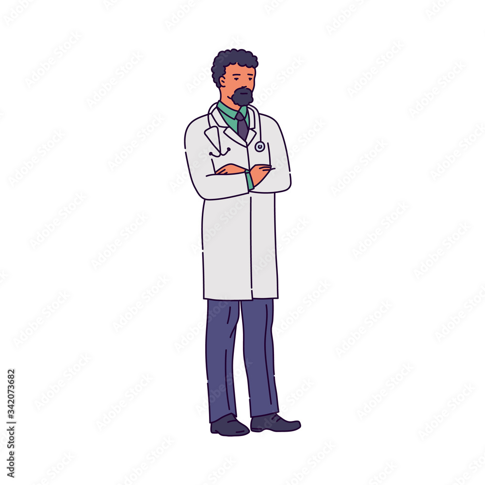 Hospital doctor man in medical uniform sketch vector illustration isolated. Hospital doctor man in medical uniform sketch vector illustration isolated.