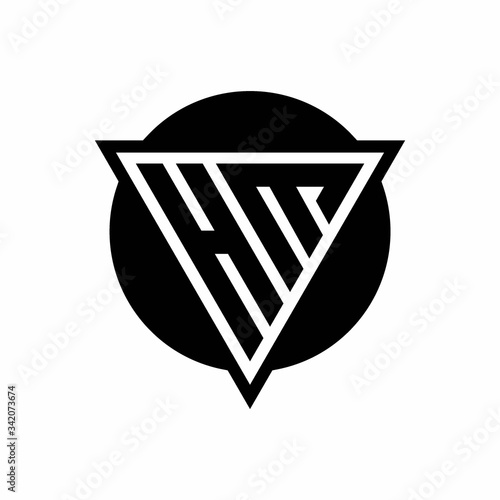 HM logo with negative space triangle and circle shape design template