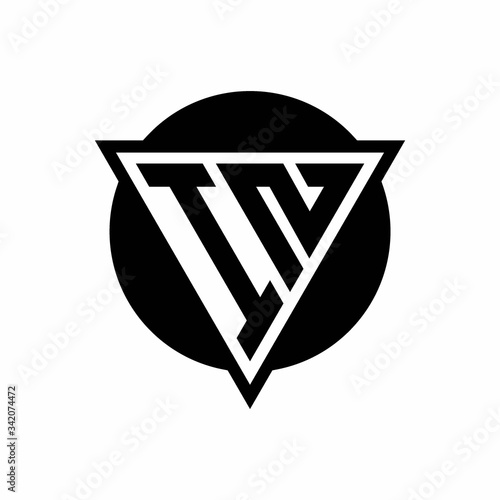 IN logo with negative space triangle and circle shape design template