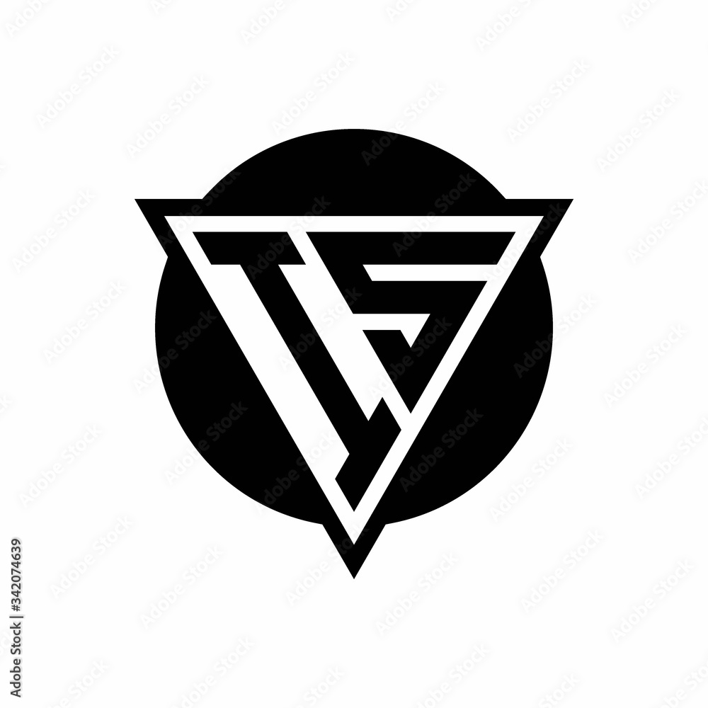 IS logo with negative space triangle and circle shape design template ...