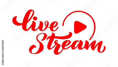 Live stream - vector hand draw lettering for projects, website, live stream video chat. The vector illustration is isolated on white.  EPS 10
