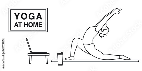 Women doing yoga activity at home, illustration in vector. Stay at home and things to do in self isolation and social distancing during epidemic of corona virus.