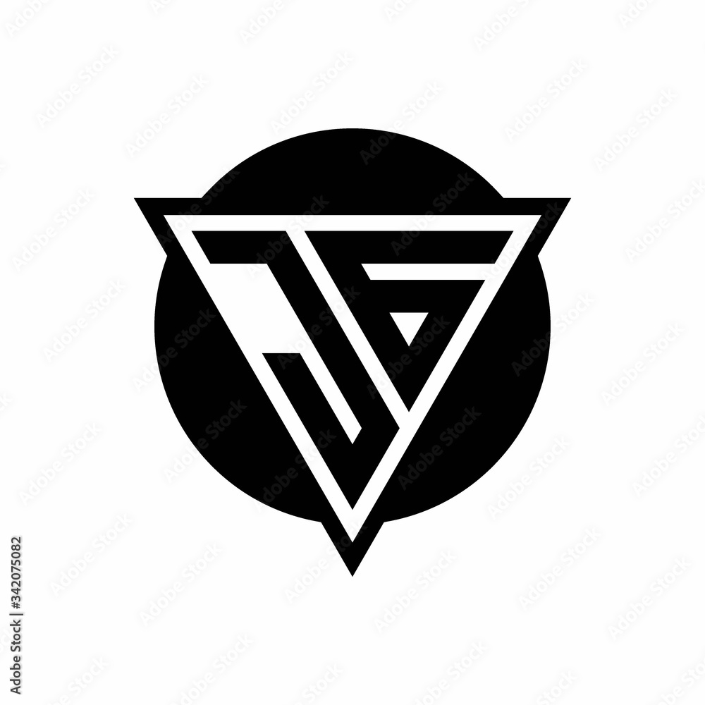 JG logo with negative space triangle and circle shape design template ...