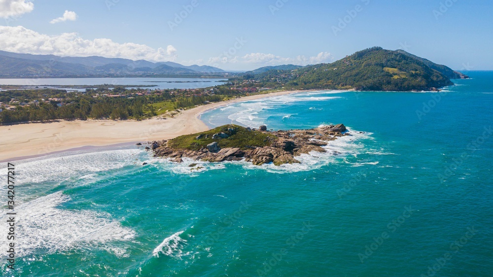Aerial view of Ferrugem beach - Garopaba. Beautiful beach in Santa Catarina, Brazil