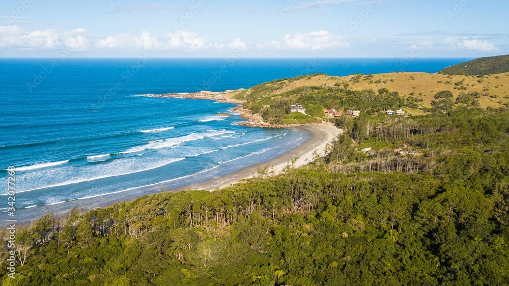 Aerial view of Ouvidor beach - Garopaba. Beautiful beach and montains in Santa Catarina, Brazil