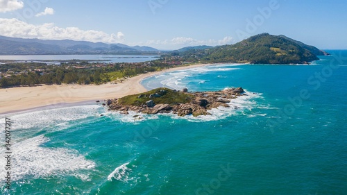 Aerial view of Ferrugem beach - Garopaba. Beautiful beach in Santa Catarina  Brazil