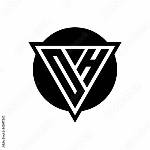 OH logo with negative space triangle and circle shape design template