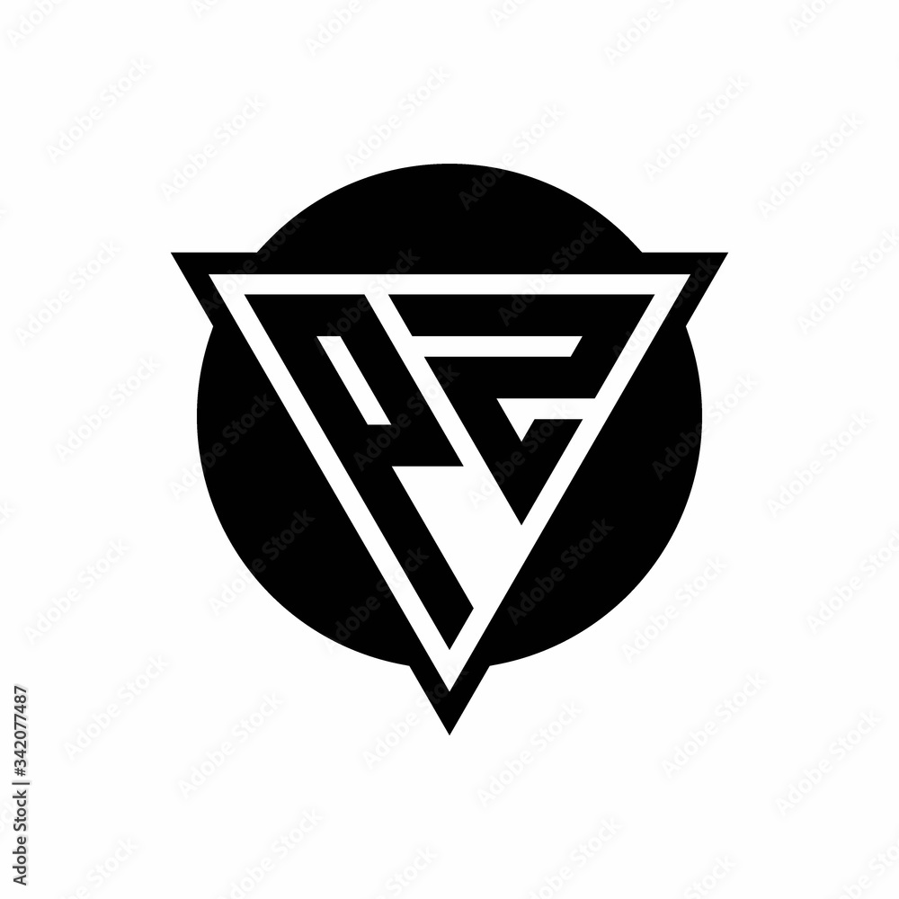 PZ logo with negative space triangle and circle shape design template ...