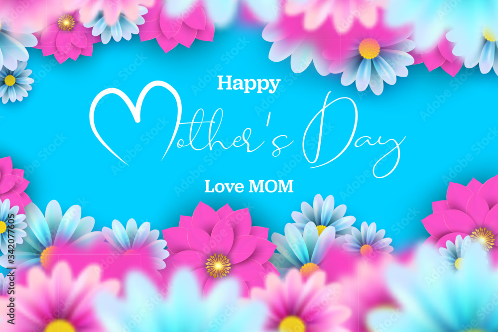 A postcard to the mother's day, with paper flowers and letter in. A postcard to the mother's day, with paper flowers and letter in.