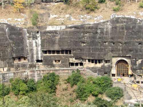 World Heritage site - Ajanta Buddhist caves in India photo