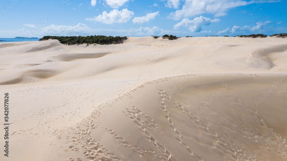 Aerial view of the Siriú dunes in Garopaba. Beautiful dunes in Santa Catarina, Brazil