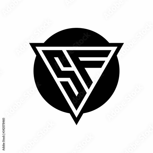 SF logo with negative space triangle and circle shape design template