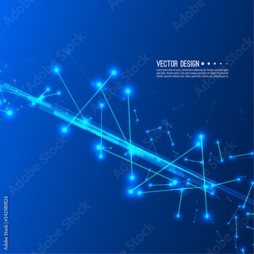 Virtual abstract background with particle, molecule structure. Genetic and chemical compounds. Science and connection concept. Social network. Techno vector illustration.