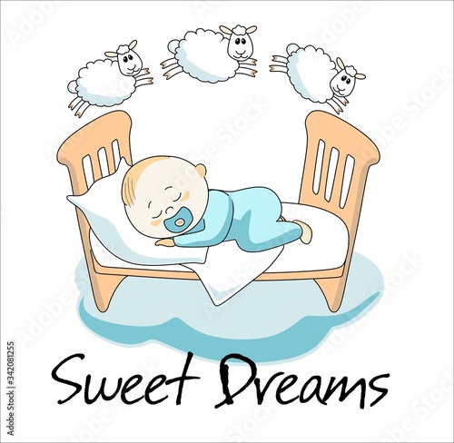 postcard - falling asleep baby, sweet dreams, good night