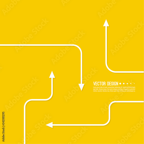 Vector abstract background with various curved direction arrows. The concept of the path of movement.