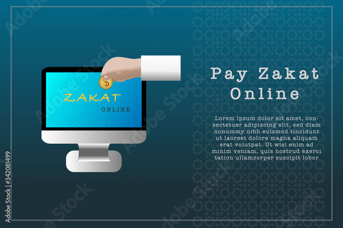 Online Zakat payment concept, islamic vector