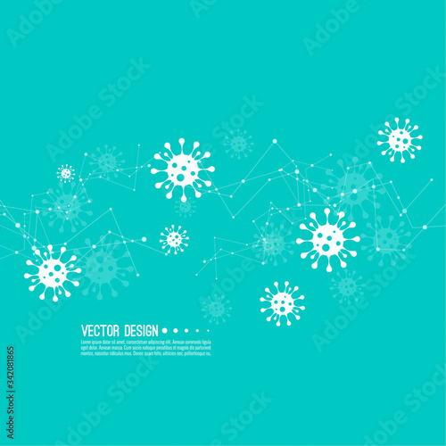 Background with bacillus coronavirus with viral infection. Virus Covid 19 vector illustration.