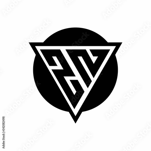 ZN logo with negative space triangle and circle shape design template