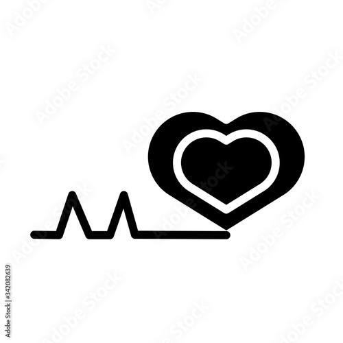 medical heart cardiology pulse silhouette style