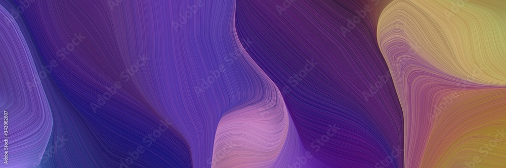 Fototapeta premium landscape orientation graphic with waves. modern soft curvy waves background illustration with dark slate blue, rosy brown and medium purple color