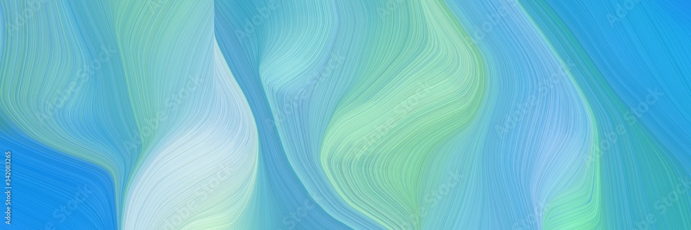 Fototapeta premium landscape orientation graphic with waves. elegant curvy swirl waves background illustration with medium aqua marine, sky blue and dodger blue color