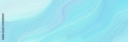 landscape orientation graphic with waves. elegant curvy swirl waves background illustration with baby blue, light cyan and pale turquoise color