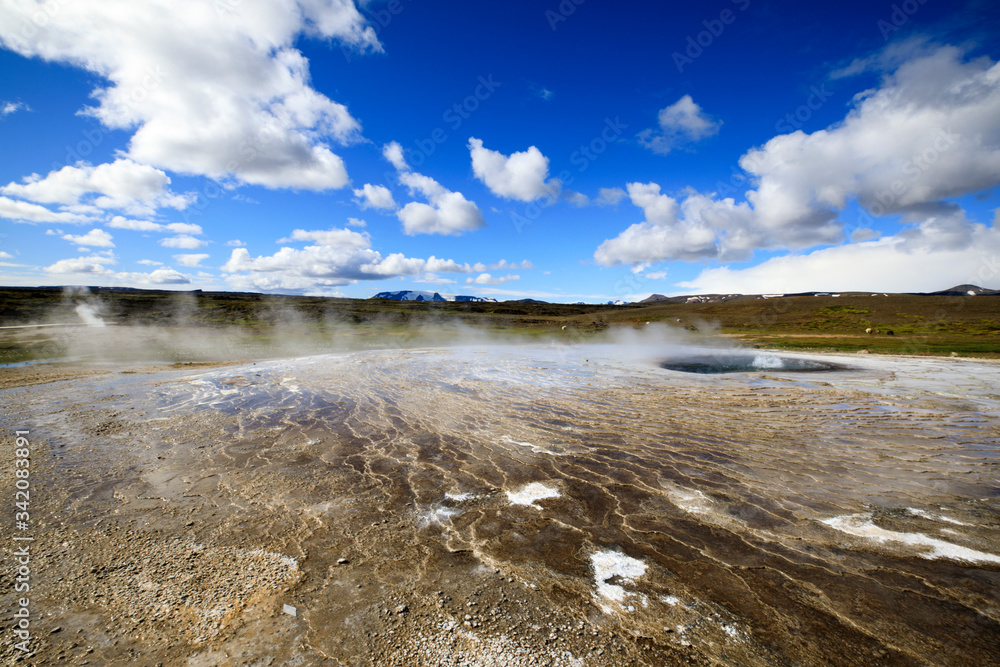 Hveravellir / Iceland - August 25, 2017: Landscape at Hveravellir a geothermal and sulfur area, Iceland, Europe