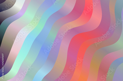 Blue, yellow, light pink and blue waves vector background.