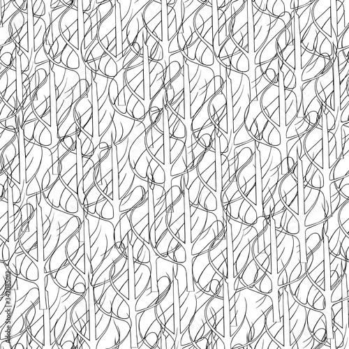Seamless contour black and white pattern. Abstract vector texture for fabric, home textile, tile, bedding and wallpaper on the wall.