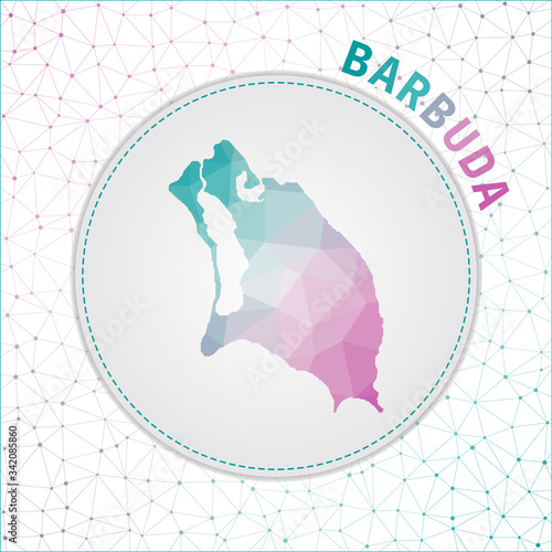 Vector polygonal Barbuda map. Map of the island with network mesh background. Barbuda illustration in technology  internet  network  telecommunication concept style . Elegant vector illustration.