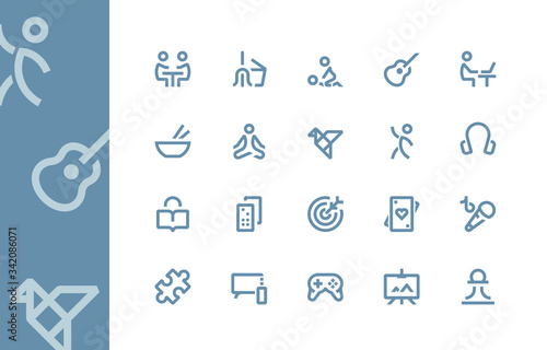 Indoor activities icons. Line series