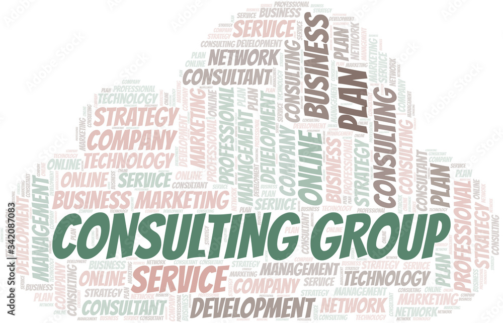 Obraz premium Consulting Group typography vector word cloud.