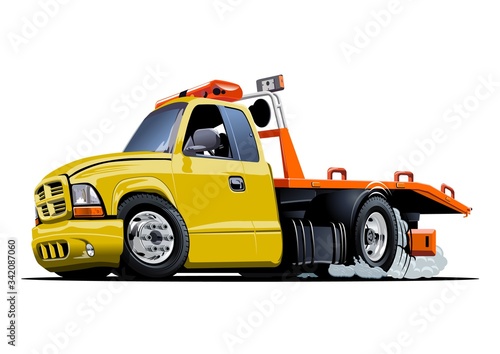 Cartoon tow truck isolated on white background. Available EPS-10 vector format separated by groups and layers for easy edit