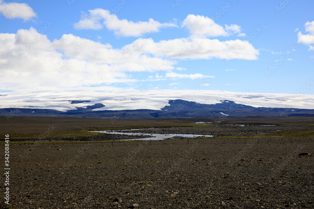 Kjolur / Iceland - August 25, 2017: Scenery along the Kjolur Highland Road, Iceland, Europe Kjolur / Iceland - August 25, 2017: Scenery along the Kjolur Highland Road, Iceland, Europe