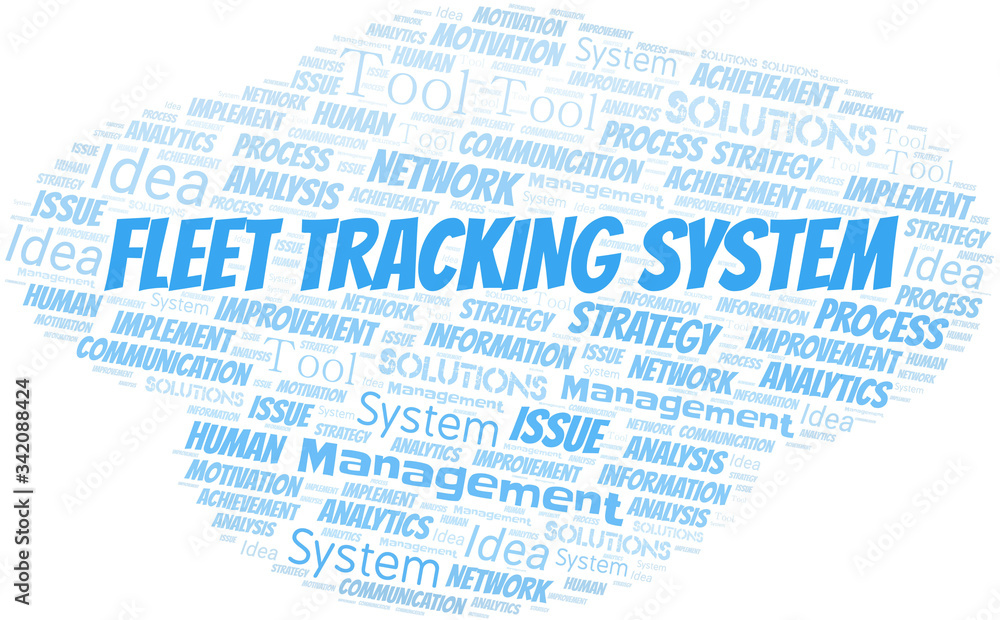 Fleet Tracking System typography vector word cloud. Fleet Tracking System typography vector word cloud.