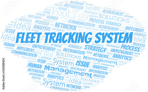 Fleet Tracking System typography vector word cloud.