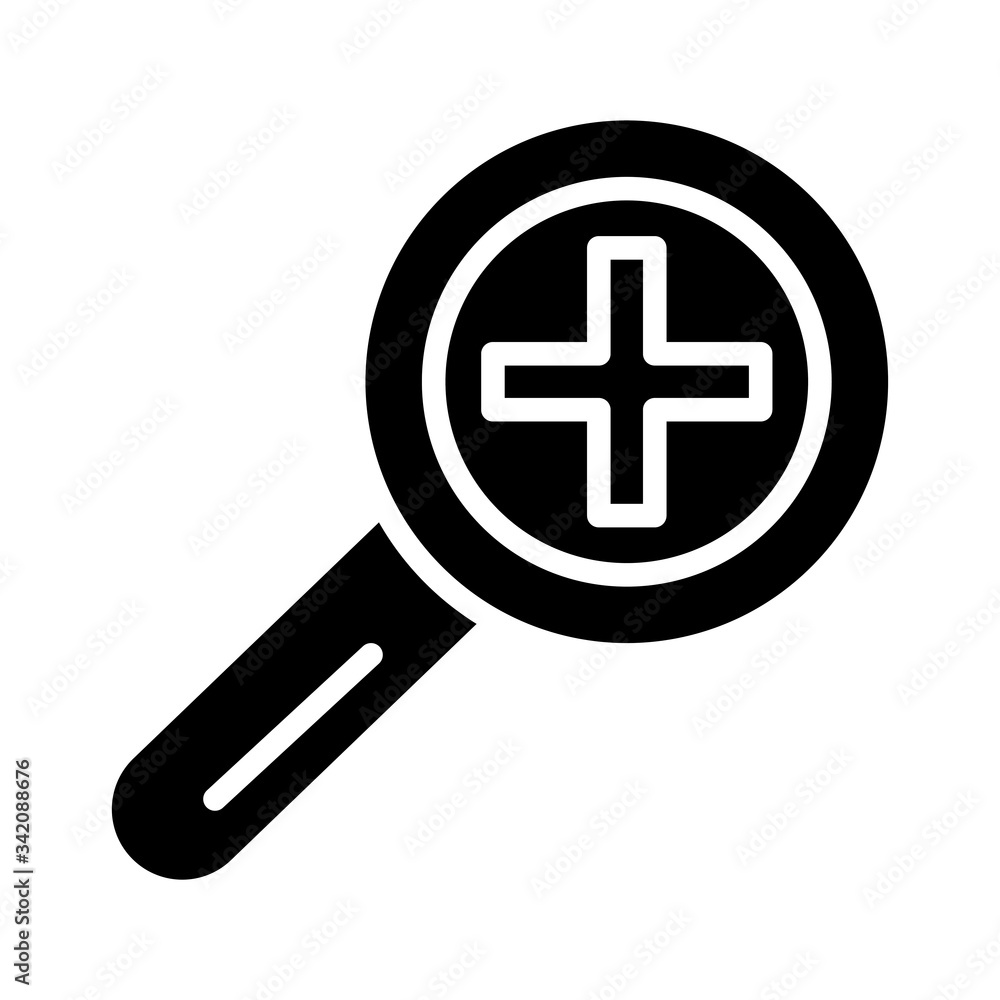 magnifying glass with medical cross symbol silhouette style magnifying glass with medical cross symbol silhouette style
