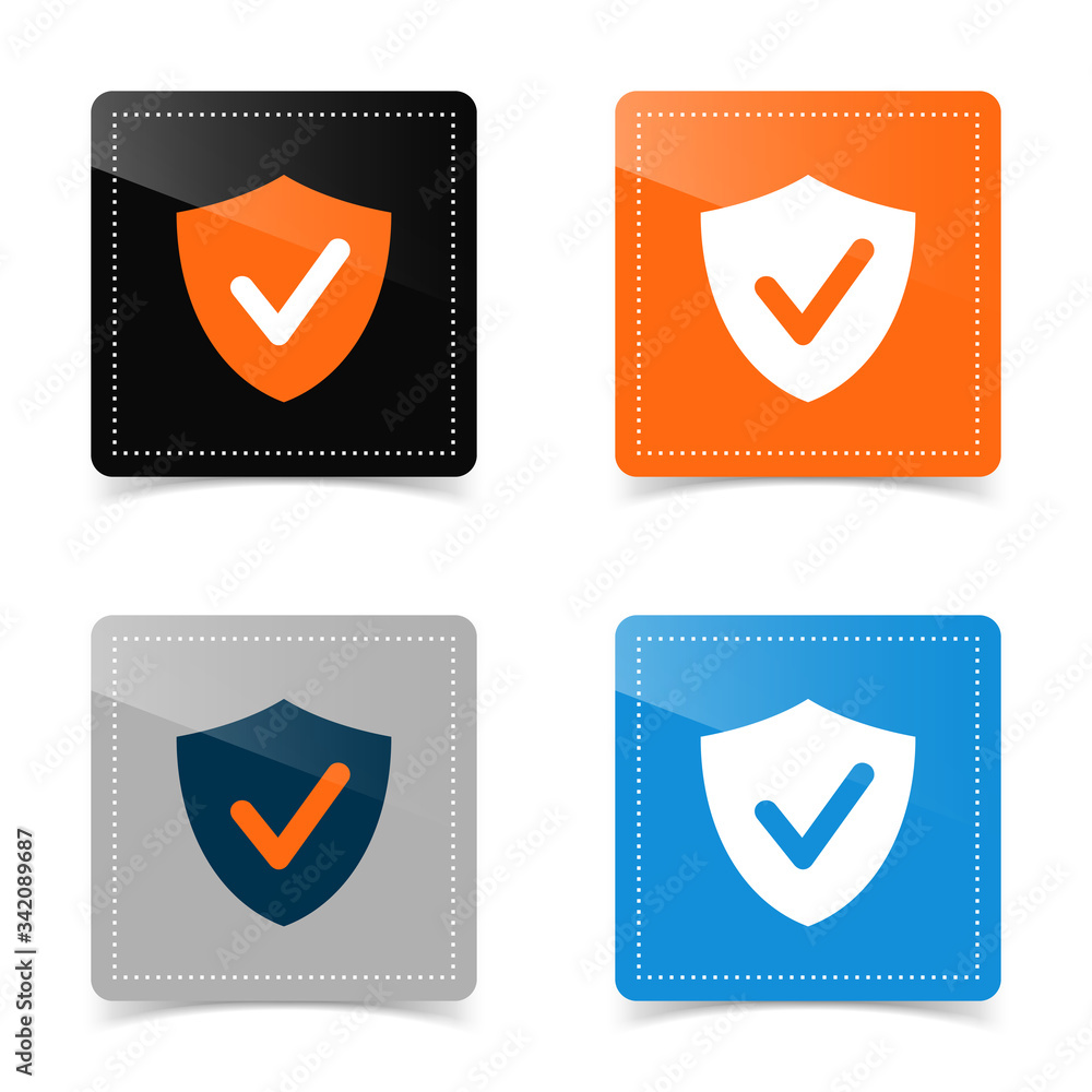 Web icons of shield and check mark Web icons of shield and check mark