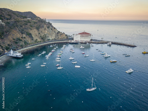 Yacht harbor at sunset photo