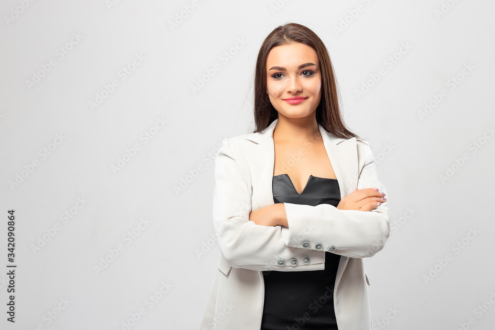 Portrait of young happy smiling businesswoman, isolated on white background Portrait of young happy smiling businesswoman, isolated on white background