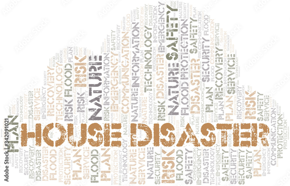 Obraz premium House Disaster typography word cloud.