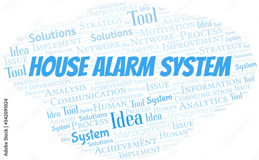 House Alarm System typography vector word cloud. House Alarm System typography vector word cloud.