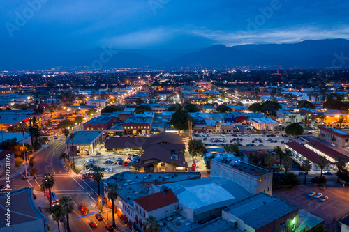 aerial view of the city at night