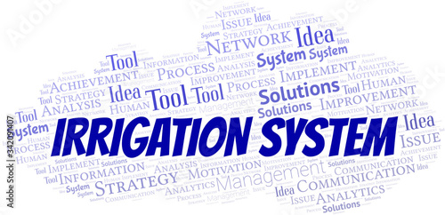 Irrigation System typography vector word cloud.