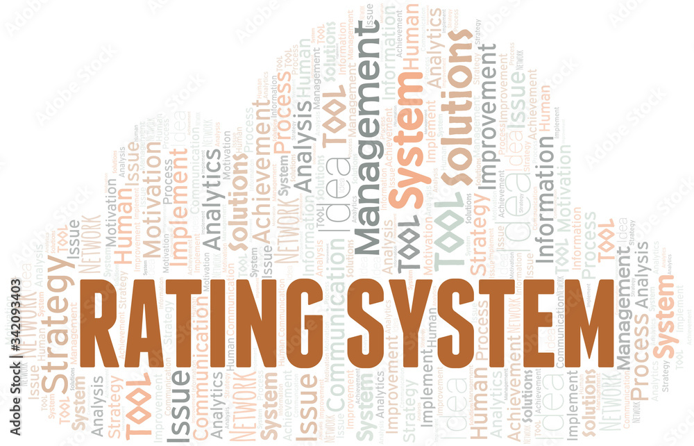 Obraz premium Rating System typography vector word cloud.